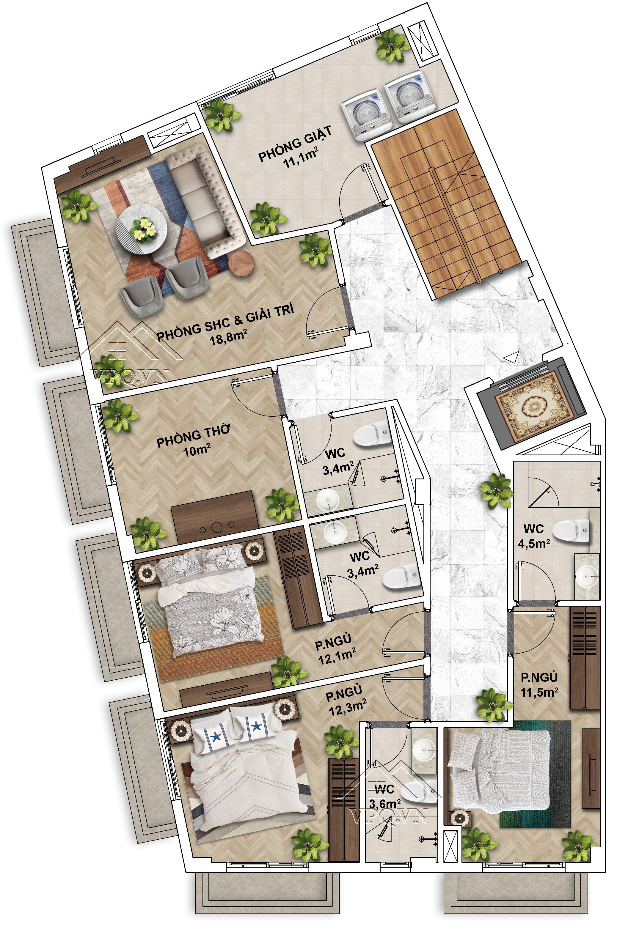 Thiết kế Shophouse The Center Phú Quốc mặt tiền 14m - Tầng 5